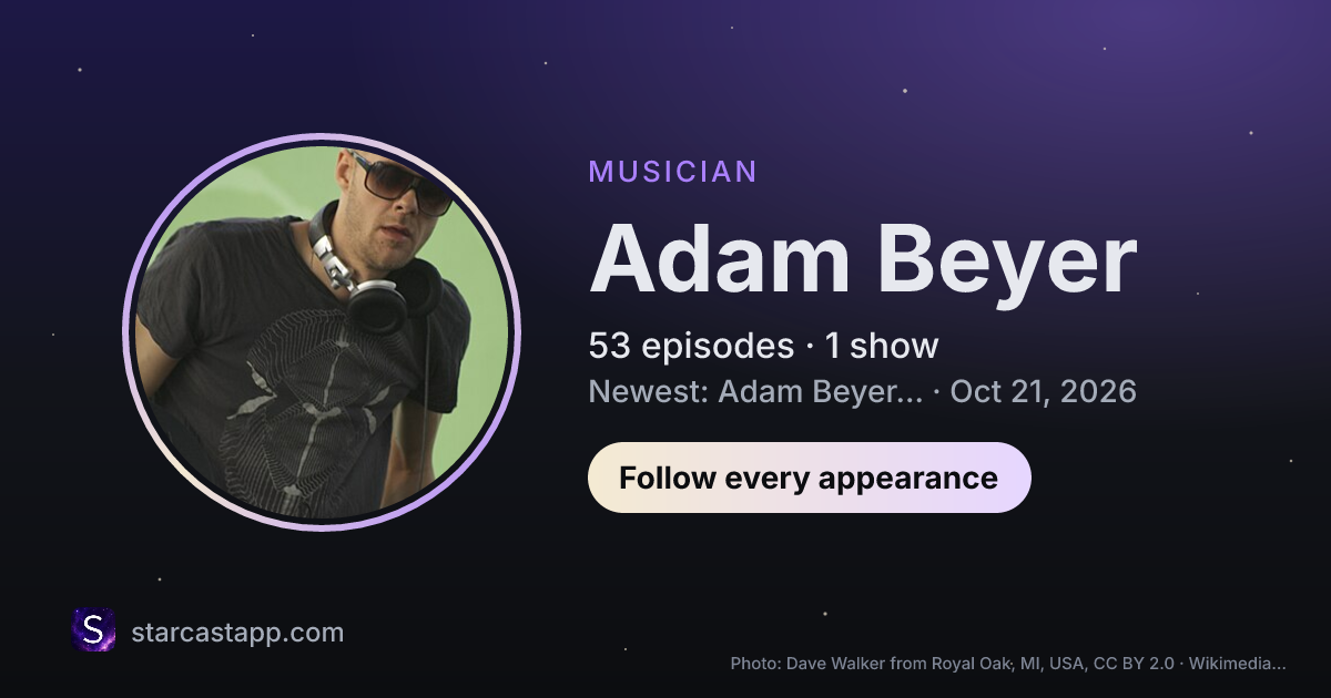 The preview card for Adam Beyer