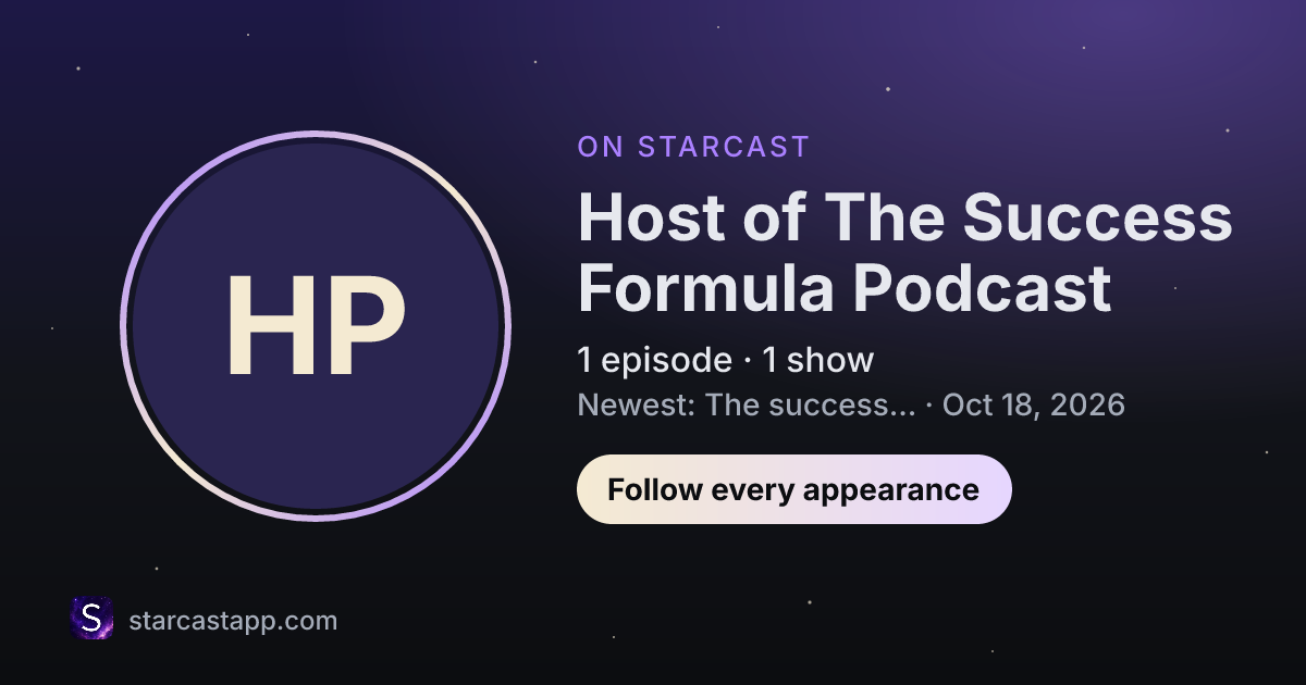 The preview card for Host of The Success Formula Podcast