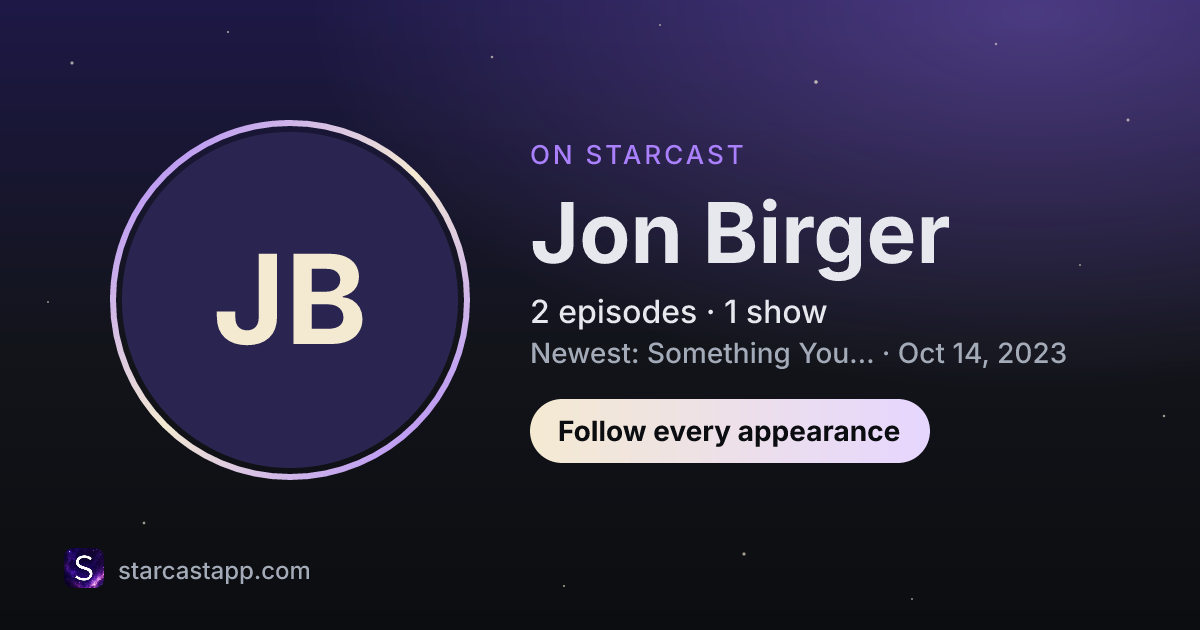The preview card for Jon Birger