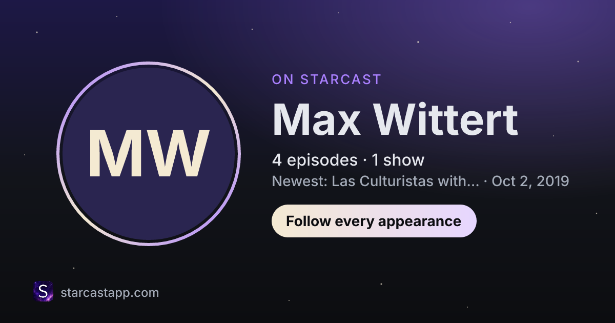 The preview card for Max Wittert