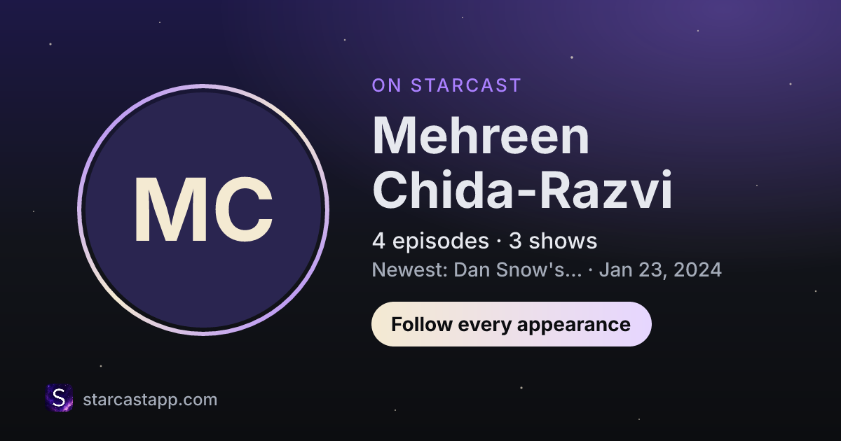 The preview card for Mehreen Chida-Razvi