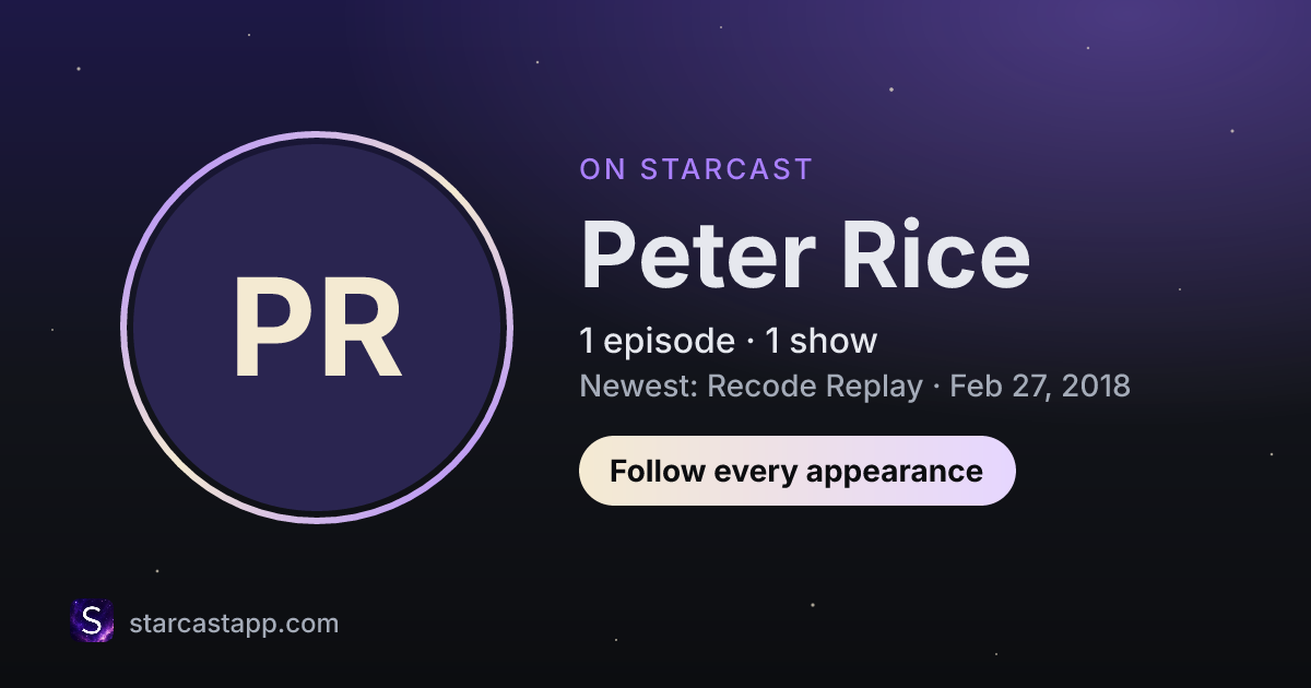 The preview card for Peter Rice
