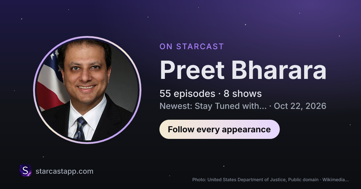 The preview card for Preet Bharara