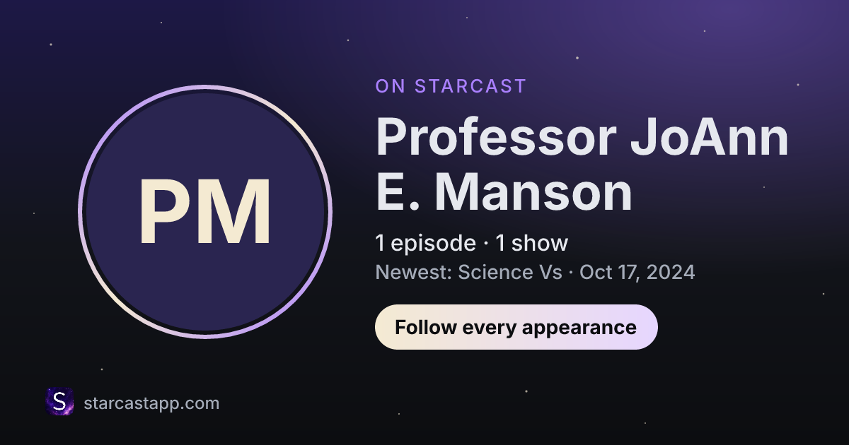 The preview card for Professor JoAnn E. Manson