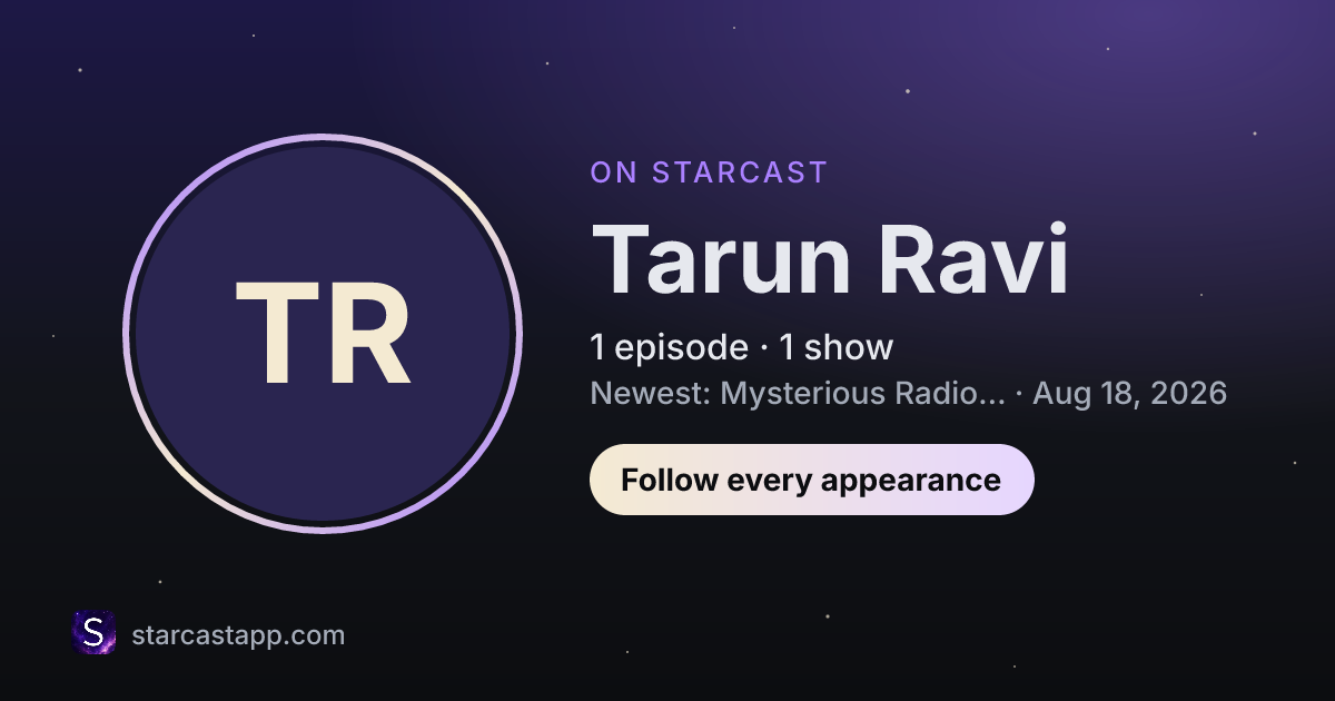 The preview card for Tarun Ravi