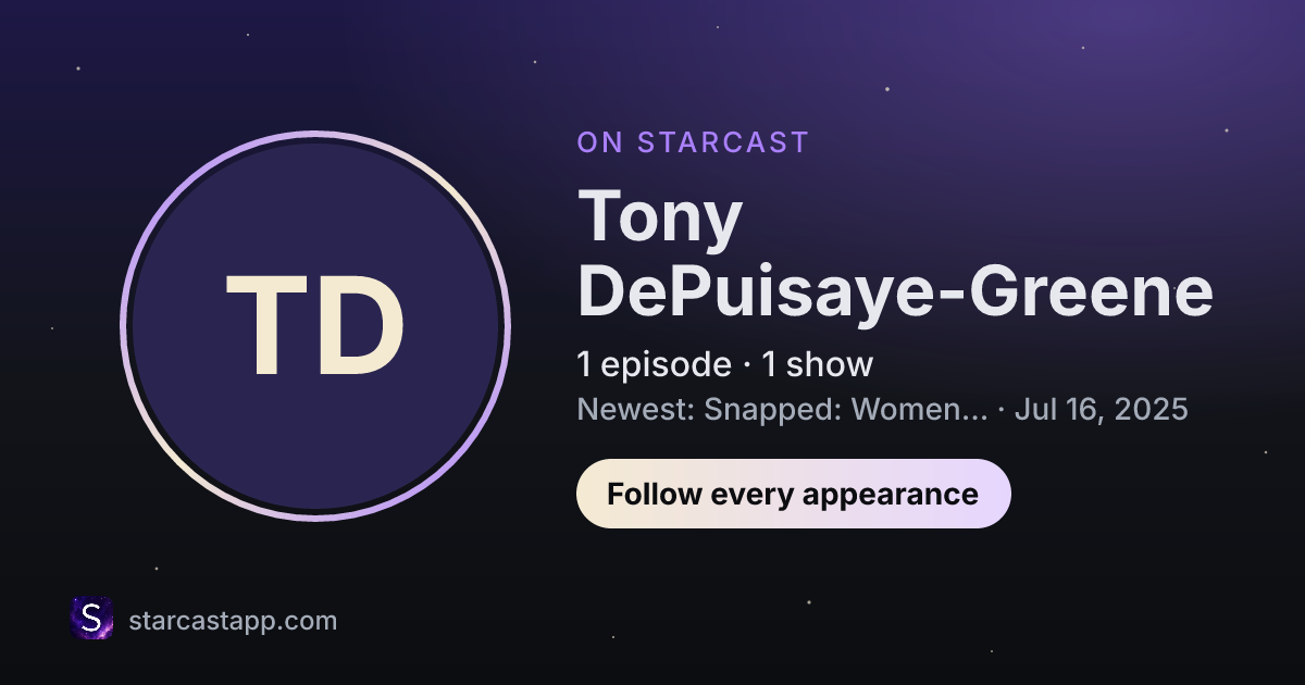 The preview card for Tony DePuisaye-Greene