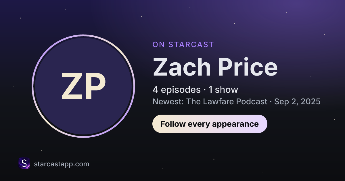 The preview card for Zach Price